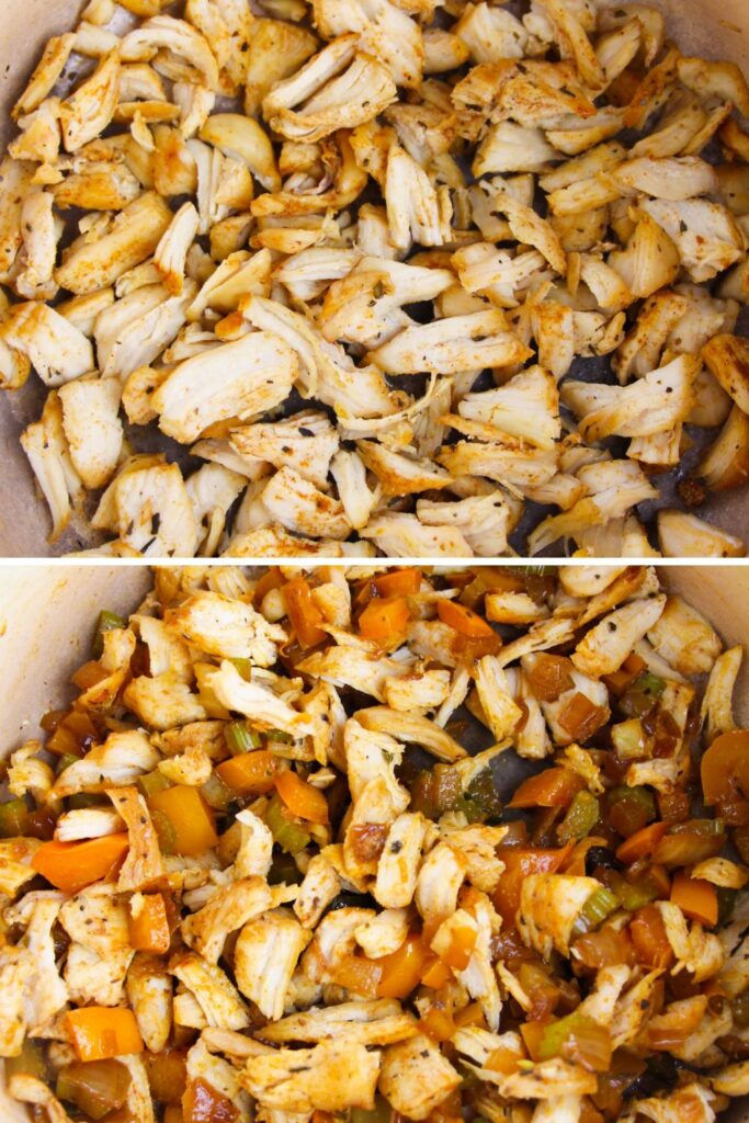 cajun seasoned chicken and second picture has pepper and onions