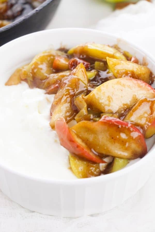 fried apples in a white bowl