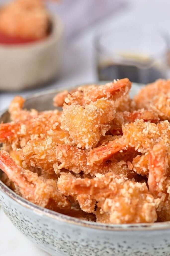 bowl of shrimp on counter