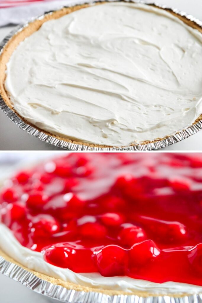 collage on cheesecake in pan