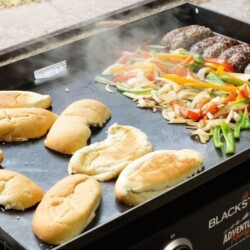 blackstone with brats and peppers