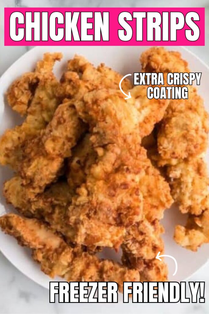 chicken strips on plate on table