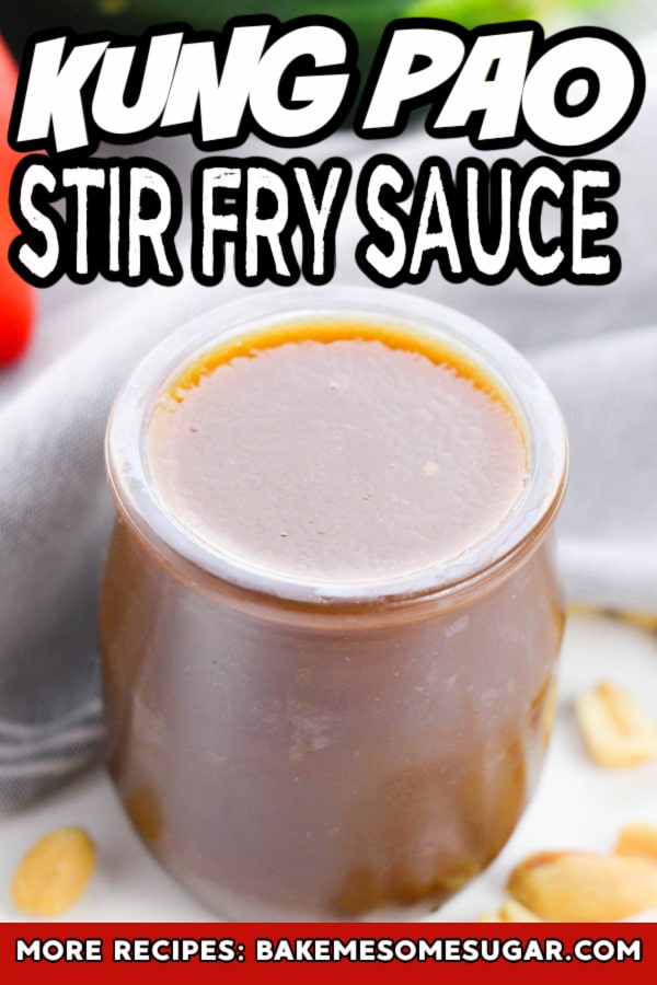 stir fry sauce in a jar with nuts at bottom of counter
