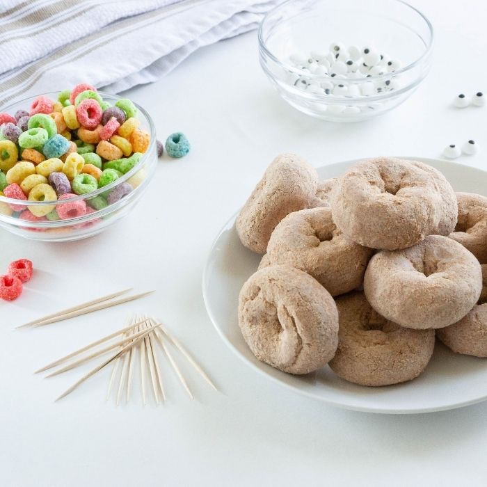 turkey donut ingredients on white counter