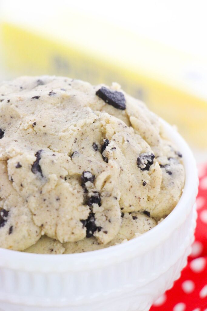 no bake cookie dough in a bowl