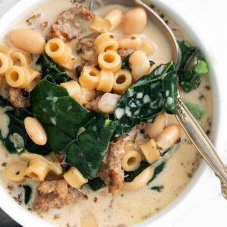 pasta e fagioli soup in a bowl
