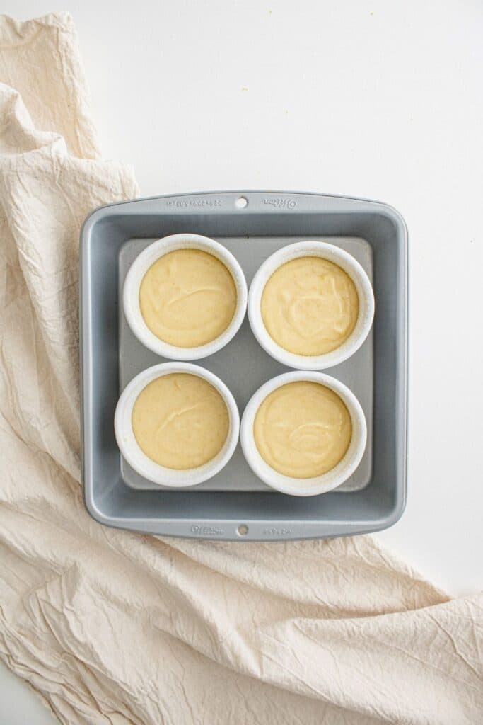 ramekins in a 8x8 pan