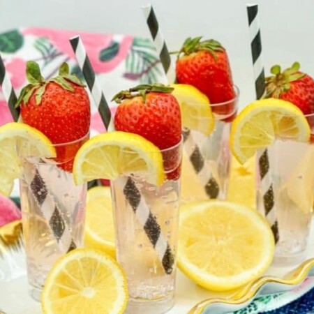 tray of strawberry lemonade vodka cocktails