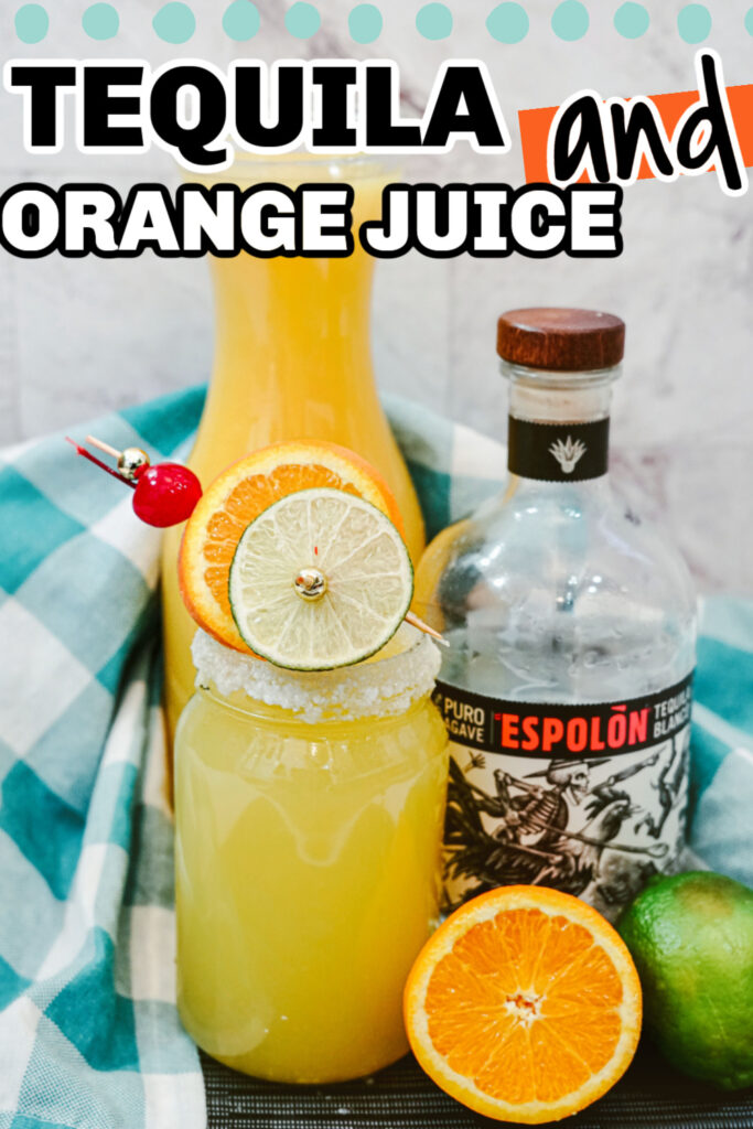 tequila and orange juice cocktail and ingredients