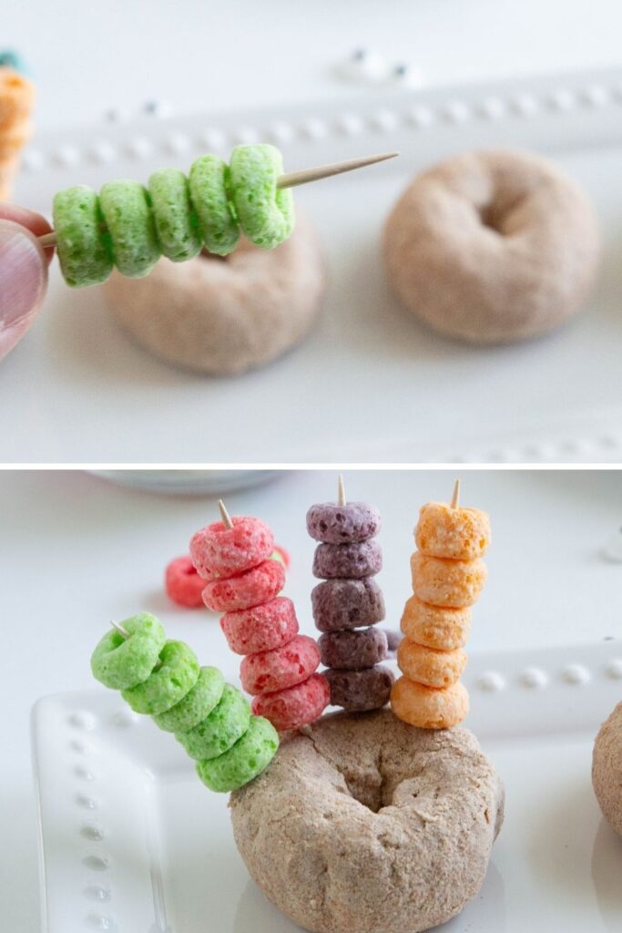collage on how to make a donut look like a turkey