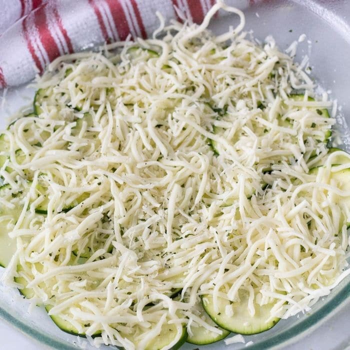 zucchini casserole with cheese on top